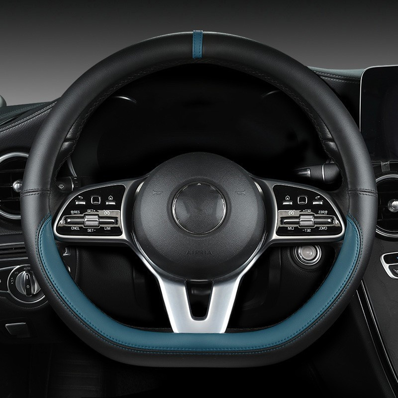 Car Steering Wheel Cover Anti Slip Breathable - Full Leather Universal Car Steering Wheel