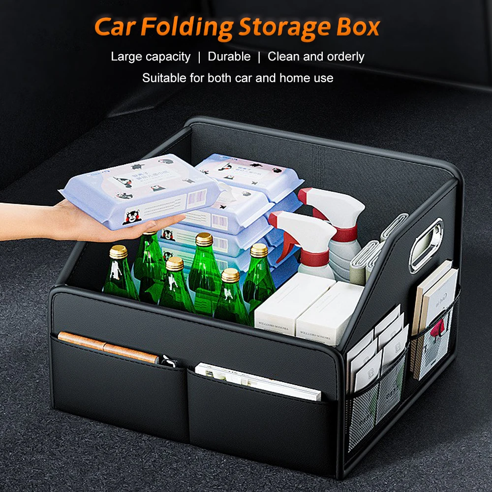 Premium Leather Foldable Car T - đánh giá và giá Car Trunk Organizer Foldable Storage Box