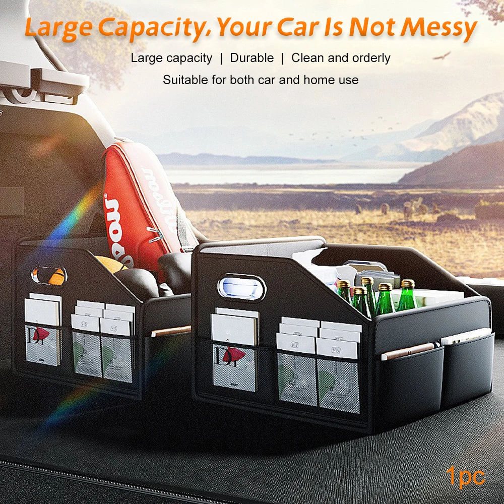 Premium Leather Foldable Car T - đánh giá và giá Car Trunk Organizer Foldable Storage Box