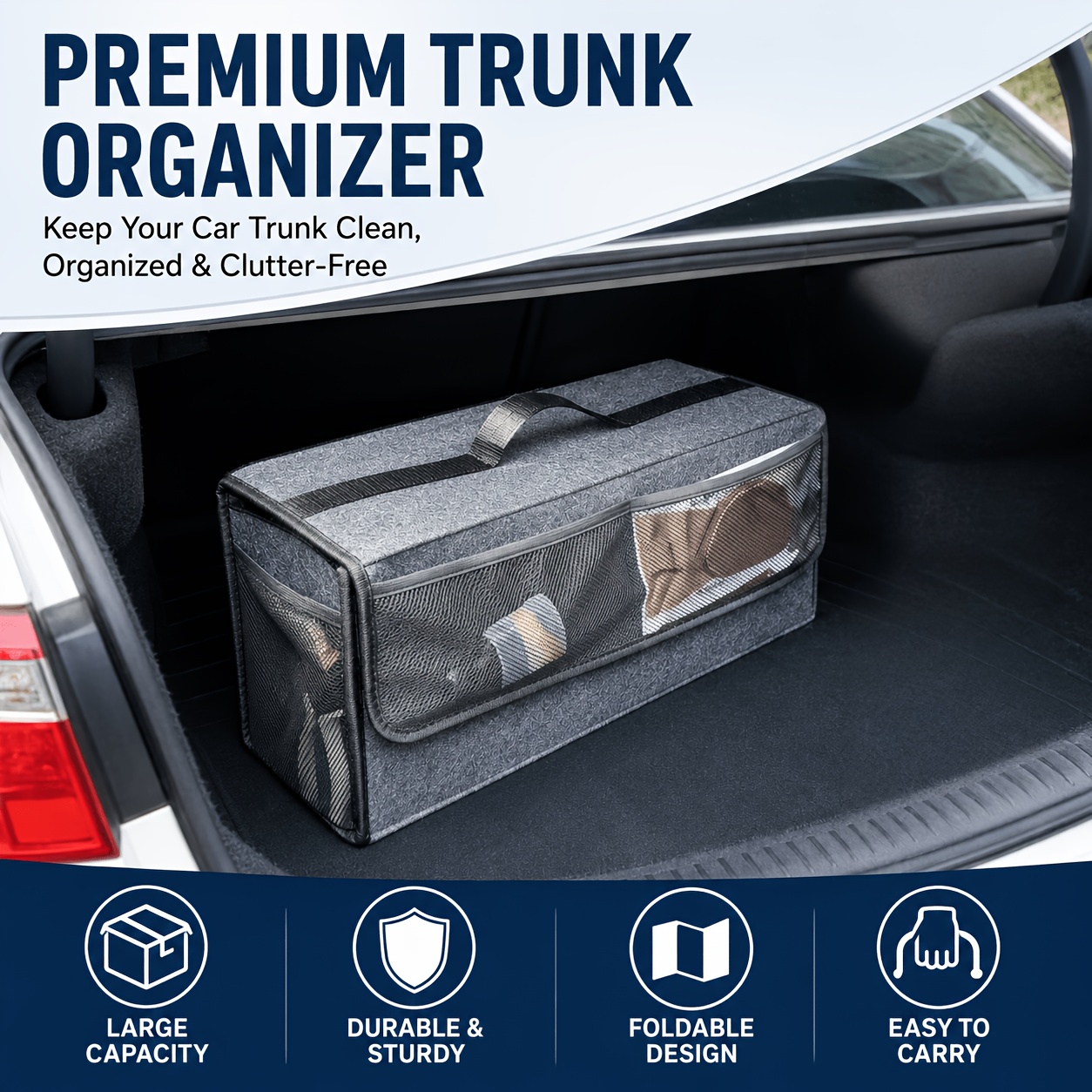 Felt Car Trunk Organizer with  - đánh giá và giá Car Trunk Organizer Foldable Storage Box